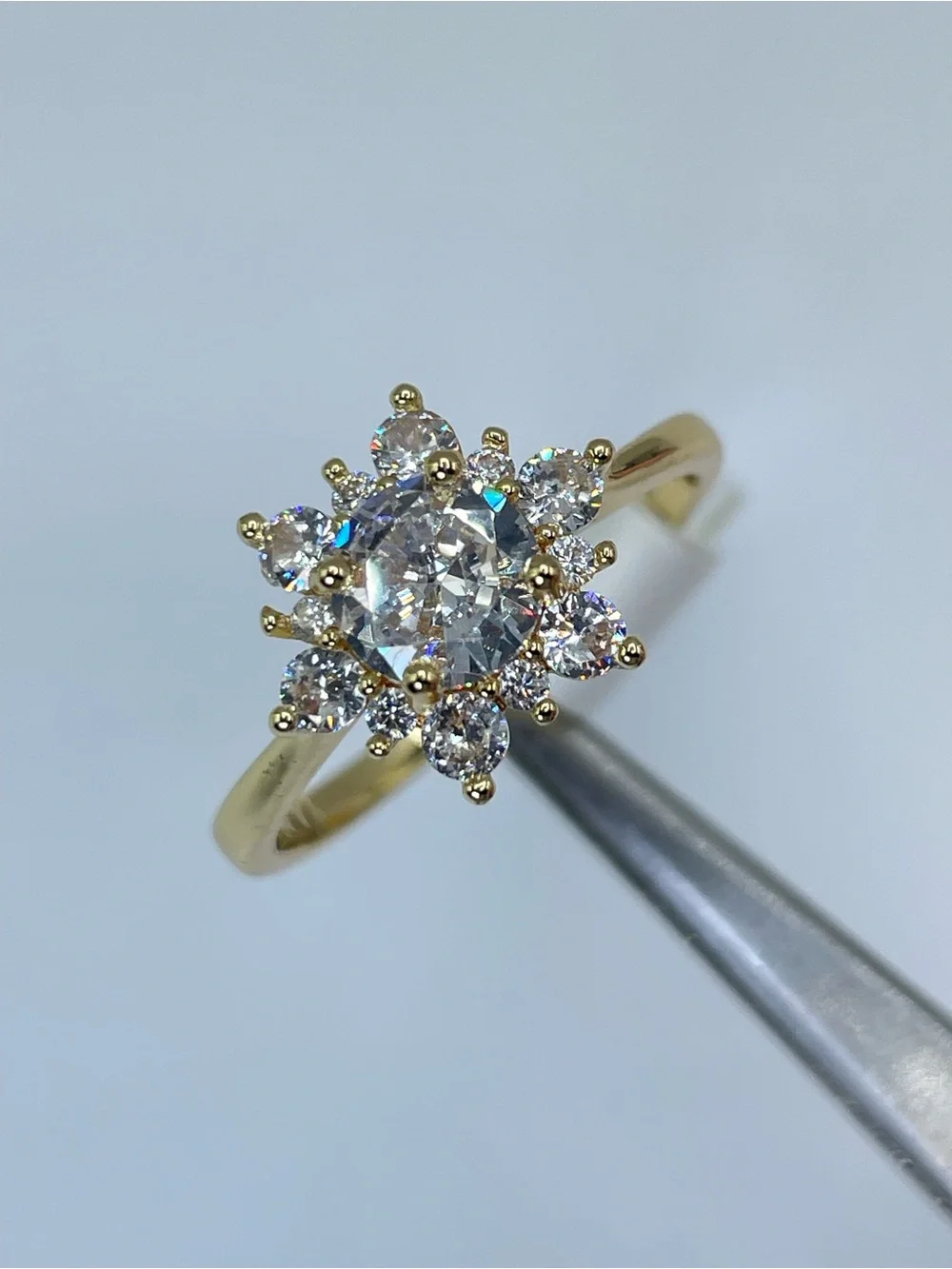 Swarovski Crystal Elements White Swarovski Elements Floral Halo Ring Size 8